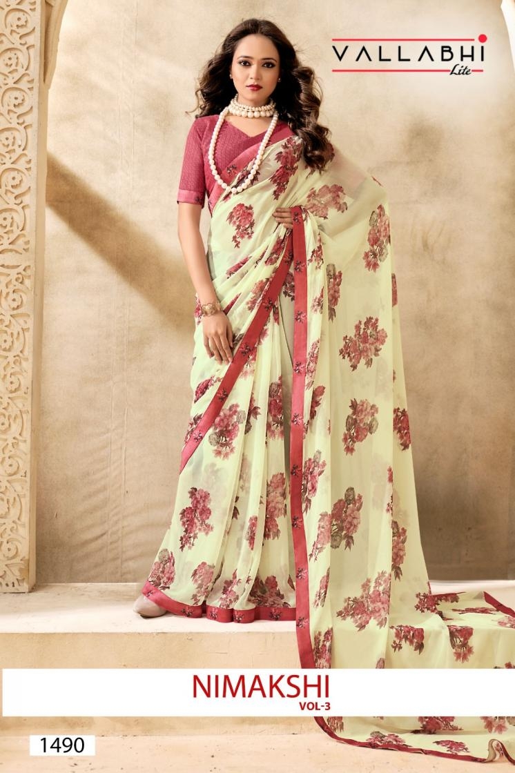 vallabhi lite nimakshi vol 3 series 1490 to 1495 georgette unique colours saree in wholesale surat
