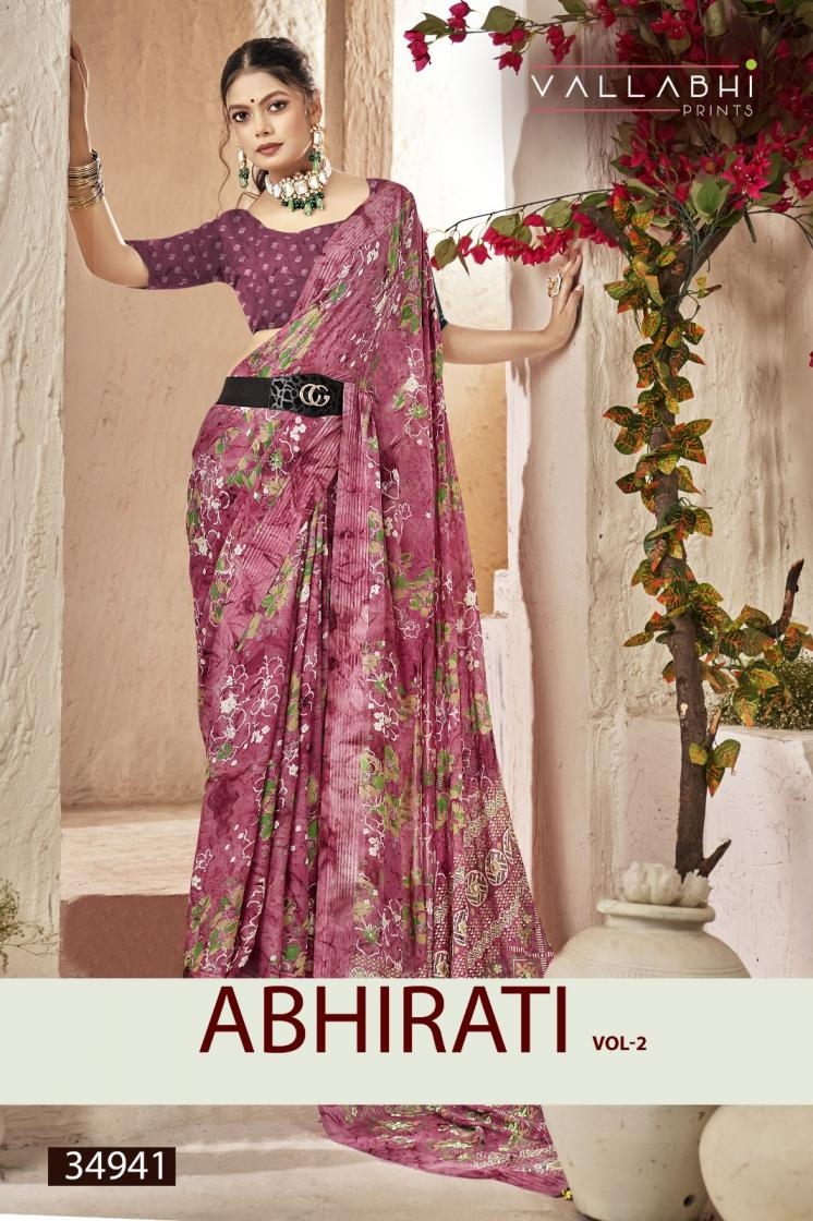 vallabhi prints abhirati vol 2 series 34941 to 34946 georgette gorgeous look saree in wholesale surat