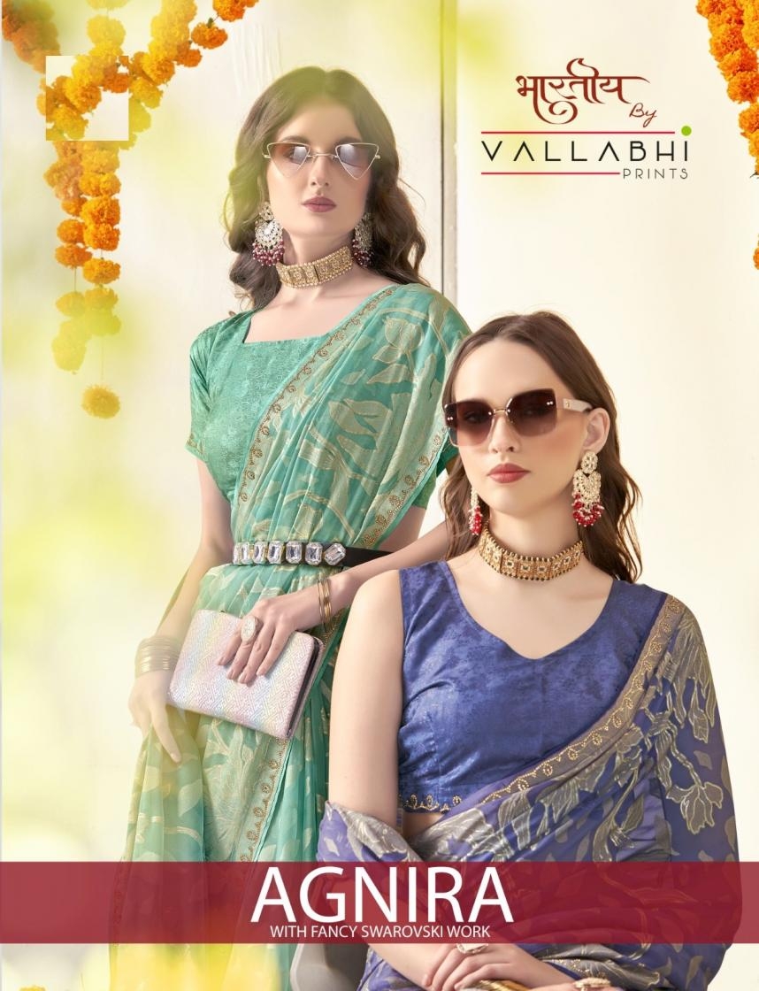 vallabhi prints agnira vol 1 series 30601 to 30606 brasso unique colours sarees in wholesale surat