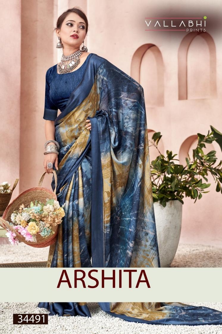  vallabhi prints arshita series 34491 to 34496 chiffon unique colours saree in wholesale surat