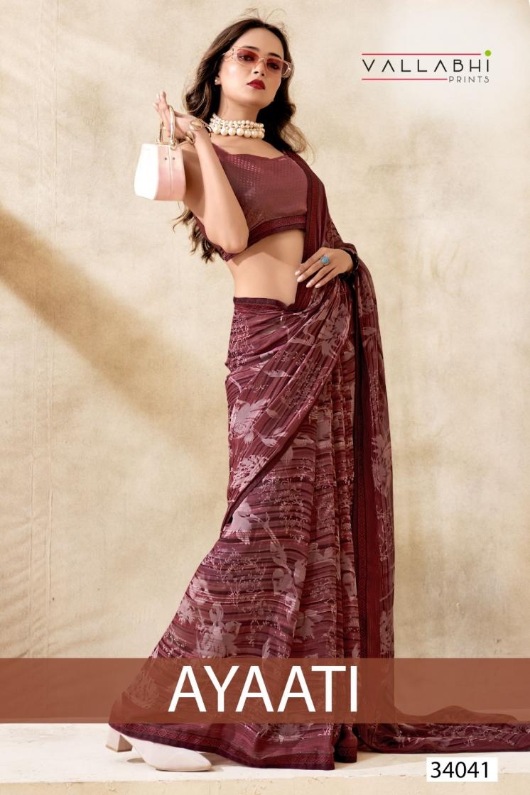 vallabhi prints ayaati series 34041 to 34046 georgette amazing saree in wholesale surat