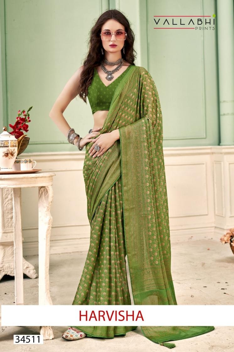 vallabhi prints harvisha series 34511 to 34516 brasso gorgeous sarees in wholesale surat