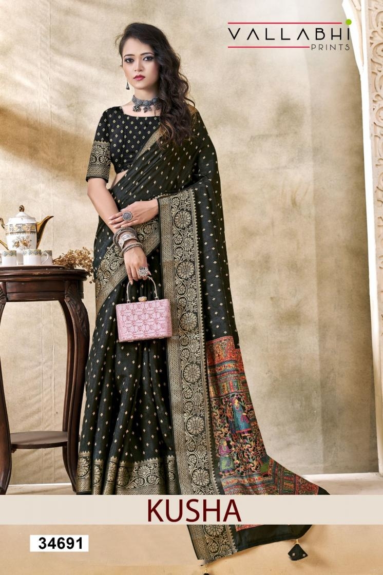  vallabhi prints kusha series 34691 to 34696 dola silk trendy saree in wholesale surat