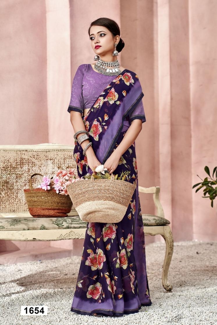 vallabhi prints present zoha series 1649 to 1654 georgette floral print saree in wholesale surat