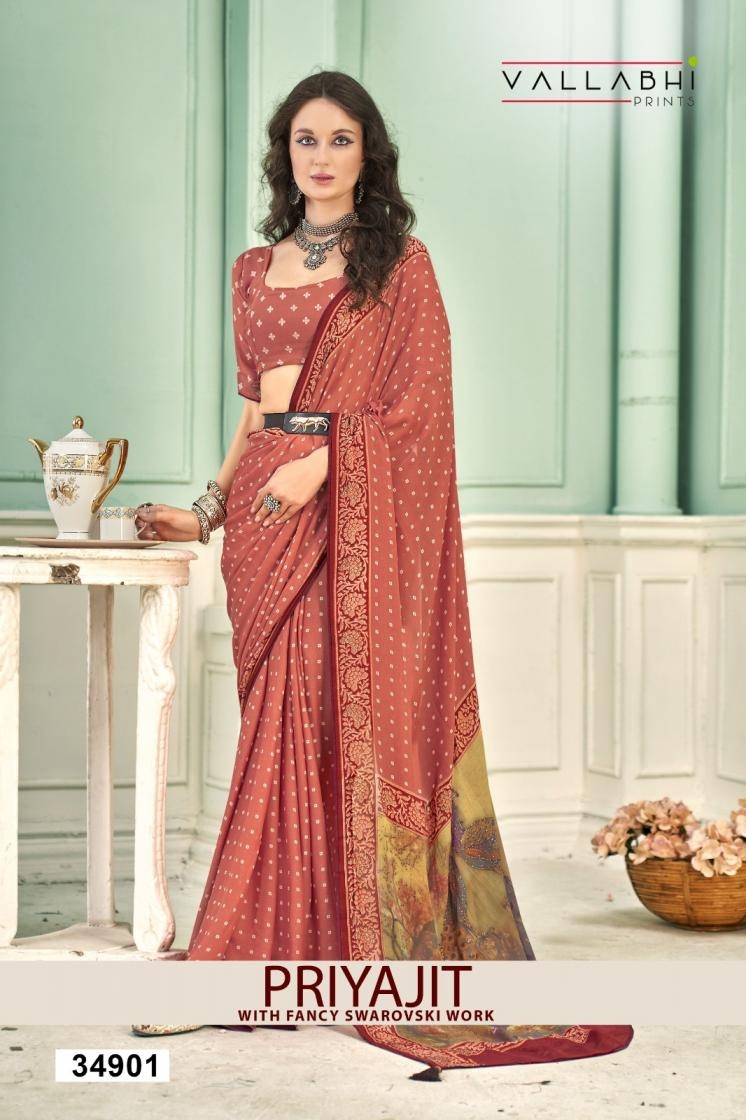 vallabhi prints priyajit series 34901 to 34906 moss georgette daily wear sarees in wholesale surat