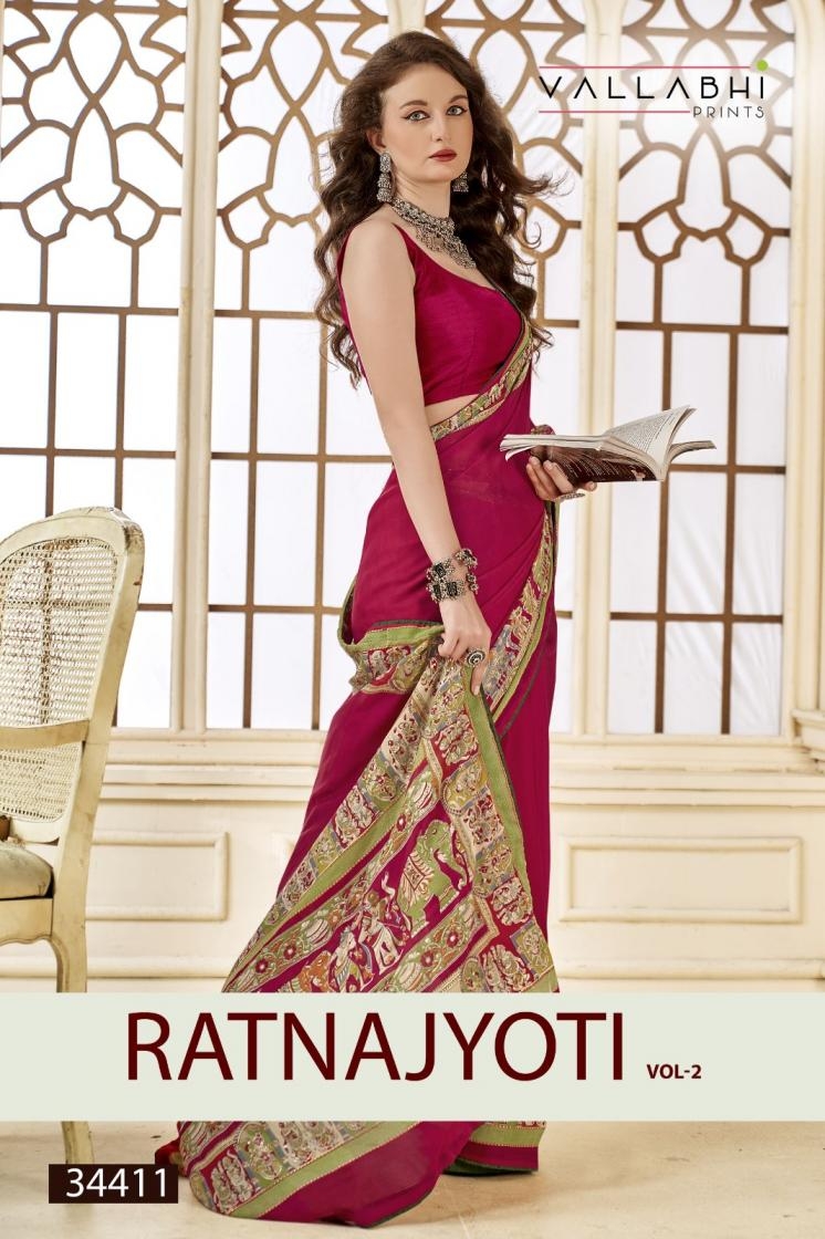 vallabhi prints ratnajyoti vol 2 series 34411-34416 MOSS GEORGETTE wholesale saree