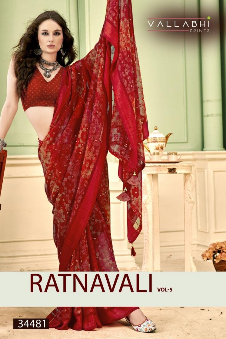 vallabhi prints ratnavali vol 2 series 34481 to 34486 floral print saree in wholesale surat
