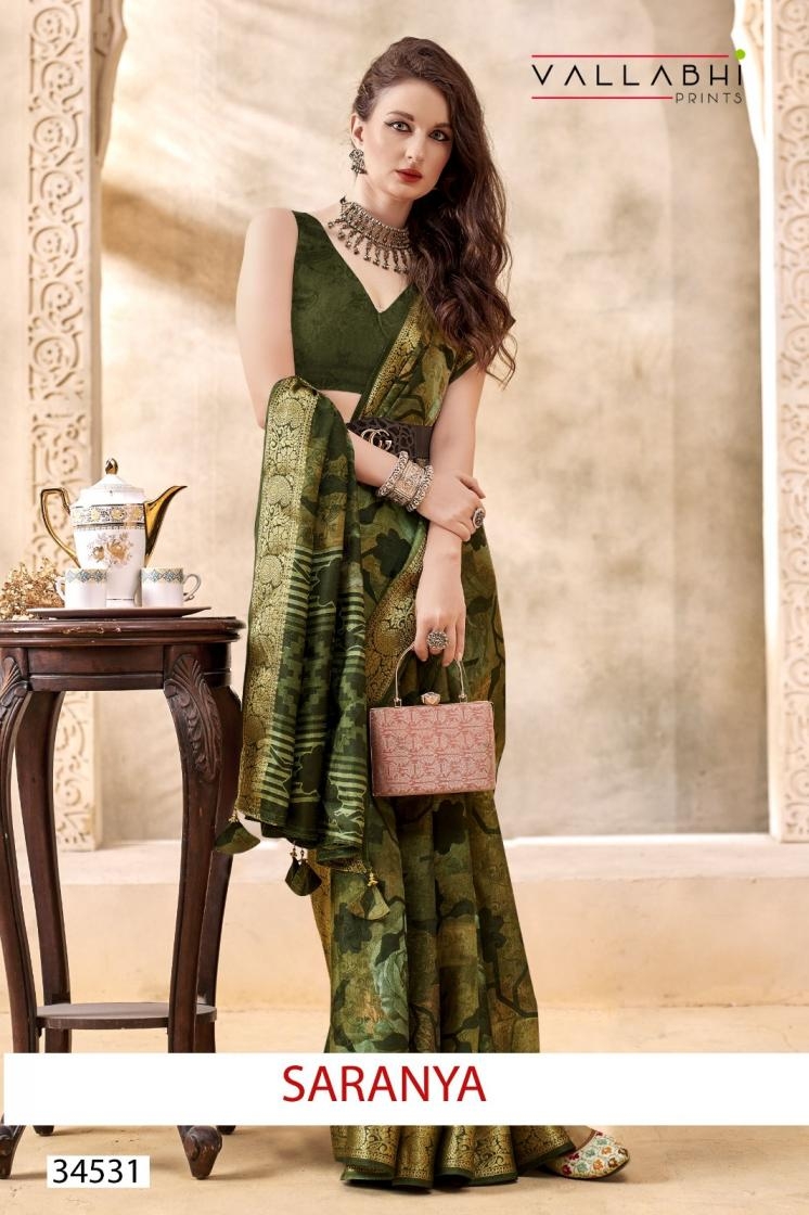vallabhi prints saranya series 34531 to 34536 linen regular wear saree in wholesale surat