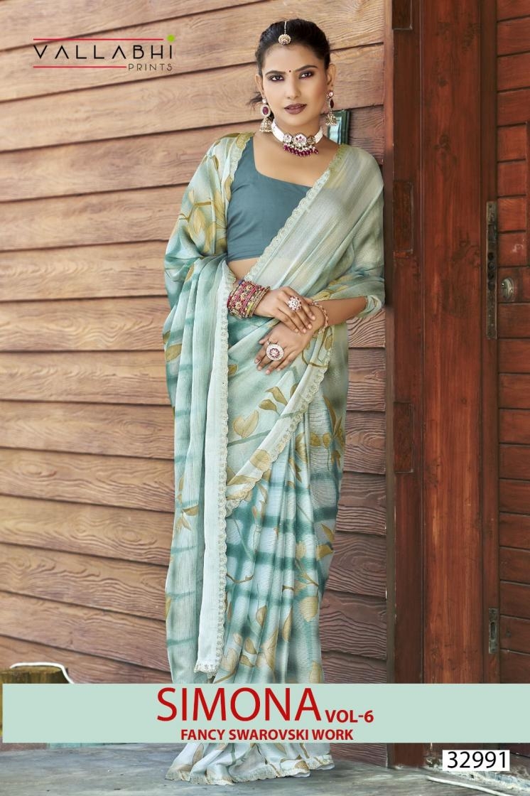 vallabhi prints simona vol 6 series 32991-32996 CHIFFON wholesale saree