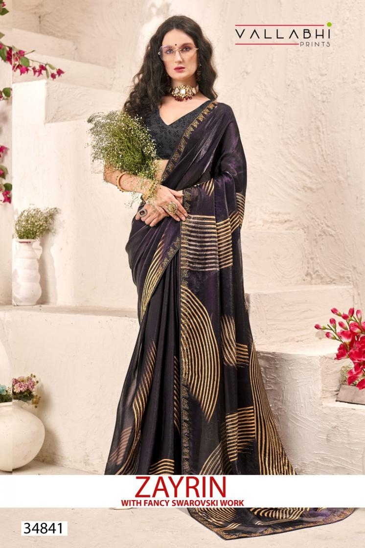 vallabhi prints zayrin series 34841 to 34845 fancy printed saree in wholesale surat