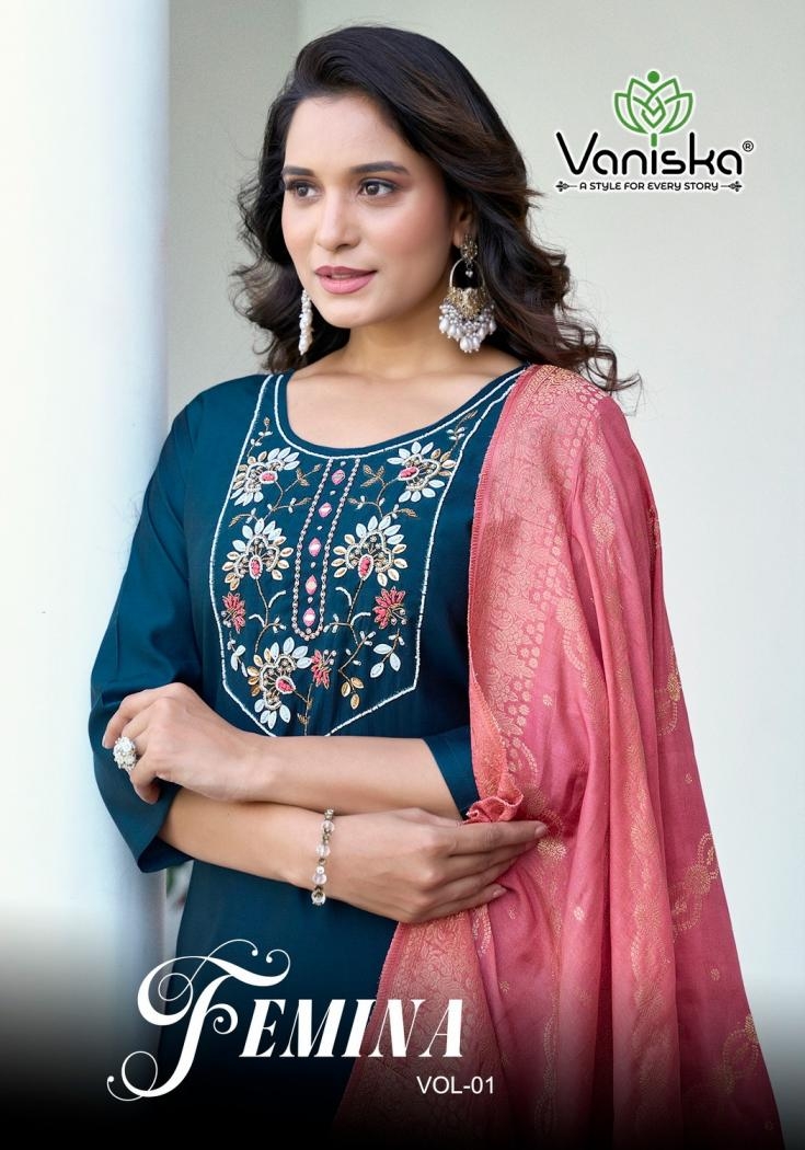 vaniska colourpix femina vol 1 series 1001 to 1006 gadhwal silk readymade stylish suit in wholesale surat