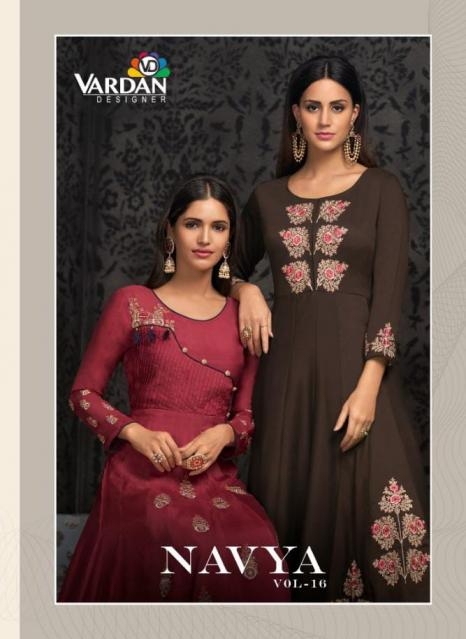 VARDAN NAVYA VOL--16 series 1001-1003 Maslin With Heavy Embroidery gown