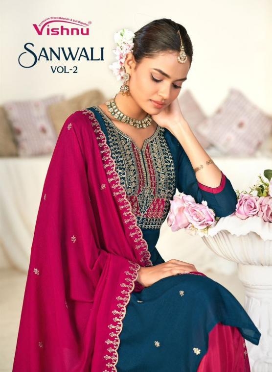 vishnu sanwali vol 2 series 31001 to 31012 vichitra silk elegant style salwar kameez in wholesale surat