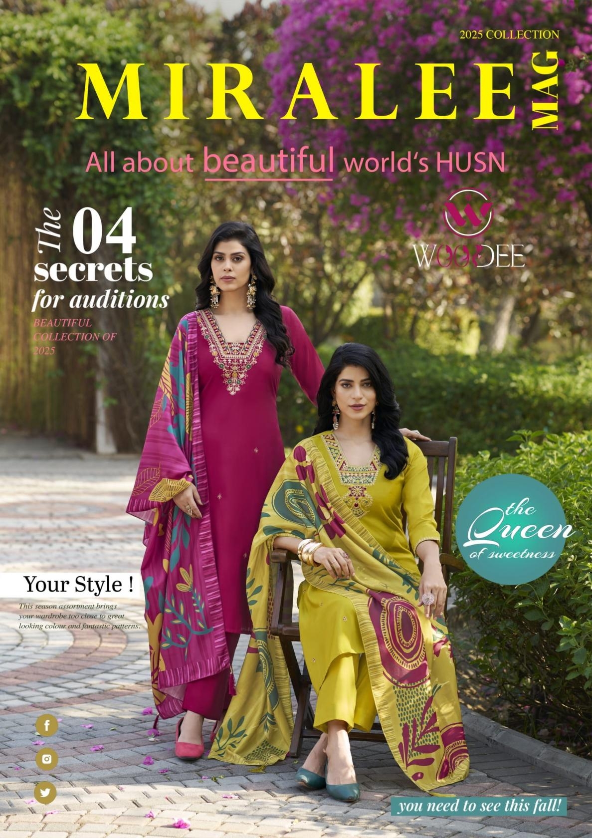 woodee miralee series 1001 to 1006 viscose roman silk readymade classic suit in wholesale surat
