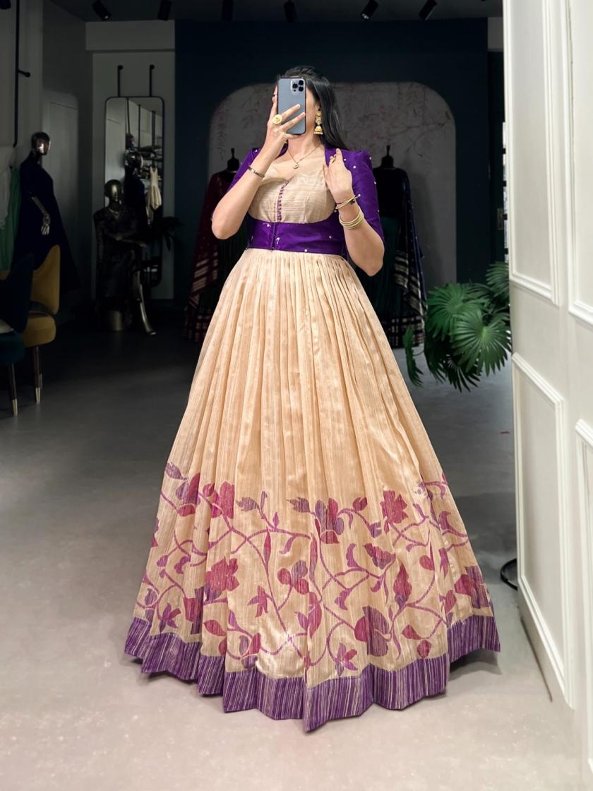 ynf5027 readymade silk gown with koti