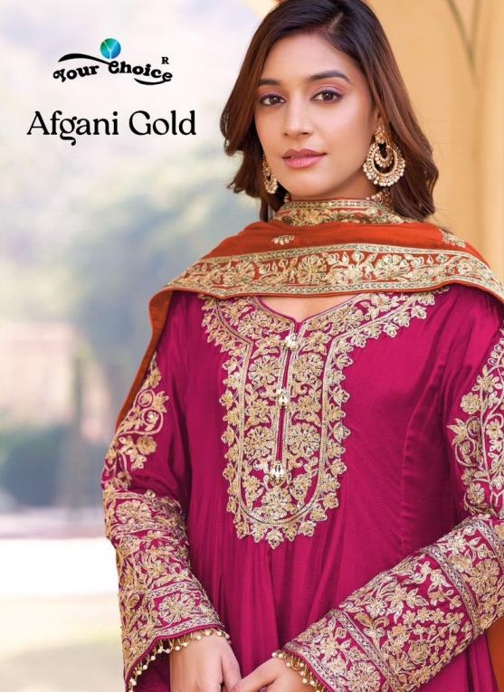 your choice afgani gold series 1001 to 1002 chinon readymade classic suit in wholesale surat