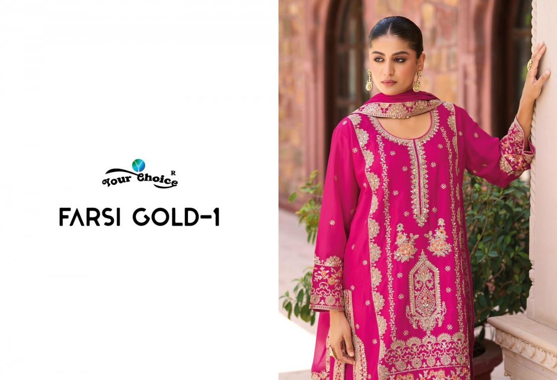  your choice farsi gold vol 1 series 1001 to 1003 chinon readymade fashionable salwar kameez in wholesale surat