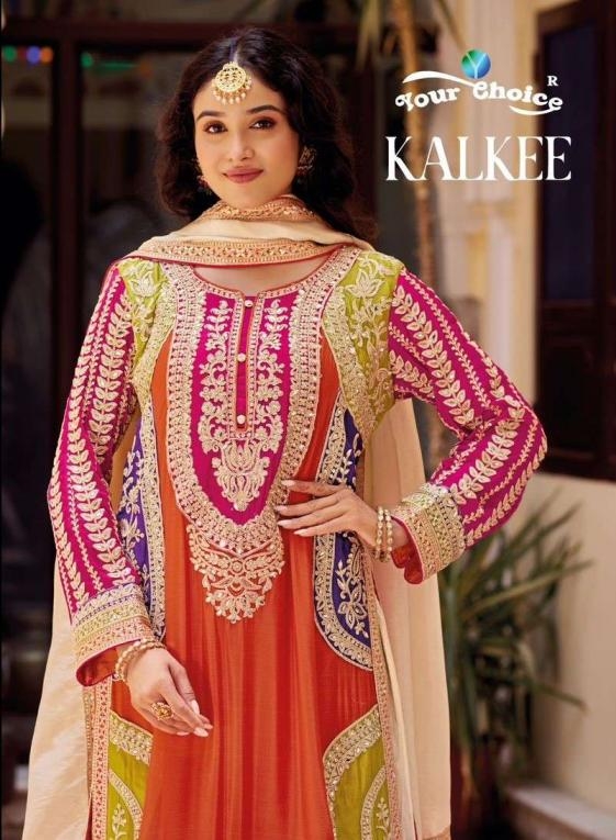 your choice kalkee series 1001 to 1002 chinon occasion wear sharara suits in wholesale surat