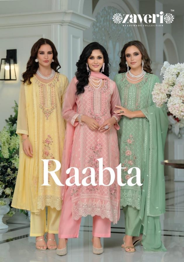 zaveri raabta series 1886 to 1888 organza shop trendy readymade salwar kameez in wholesale surat