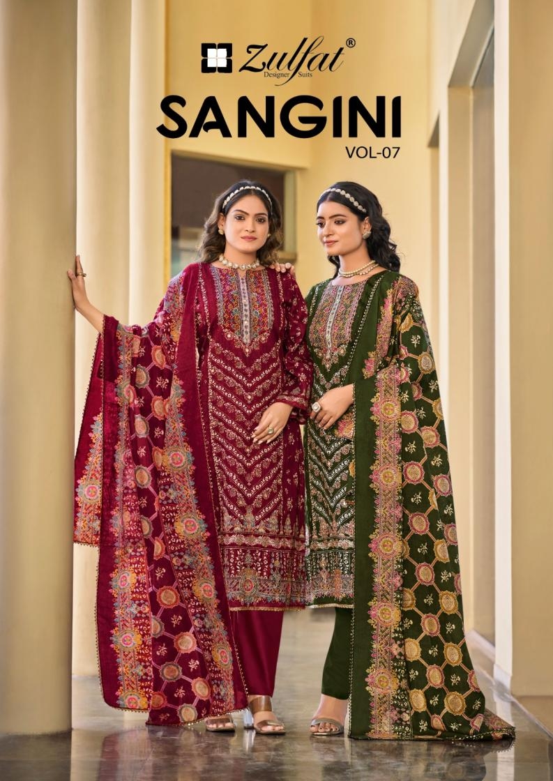  zulfat designer sangini vol 7 series 650001 to 650006 jam cotton readymade plus size pakistani salwar kameez in wholesale surat
