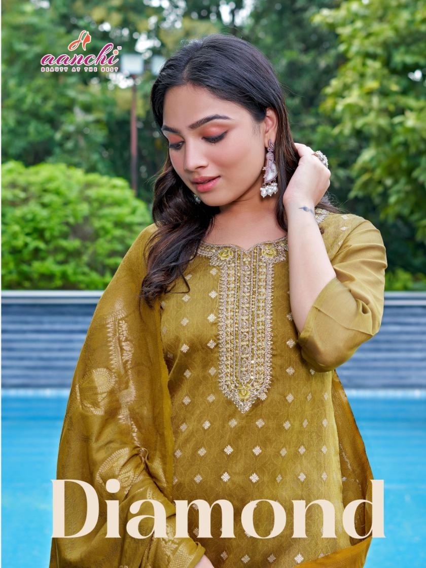 aanchi diamond series 01 to 04 tissue butti readymade pretty salwar kameez in wholesale surat