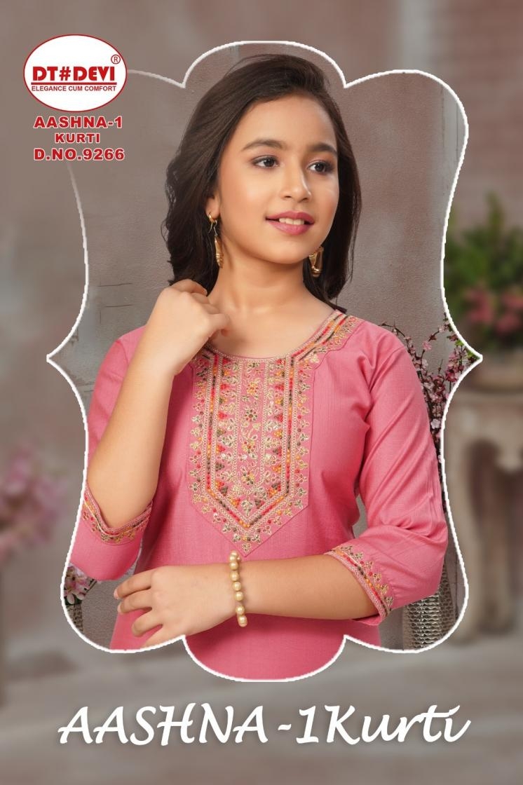 aashna vol 1 by dt devi 9266 vetican readymade combo kids long kurti in wholesale surat