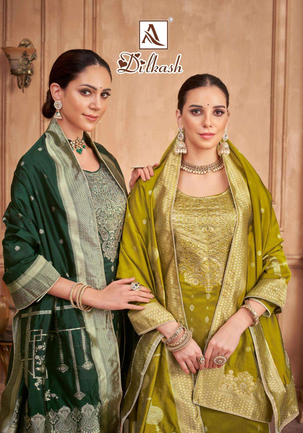 alok dilkash series 1793001 to 1793005 weaving jacquard pakistani suit in wholesale surat