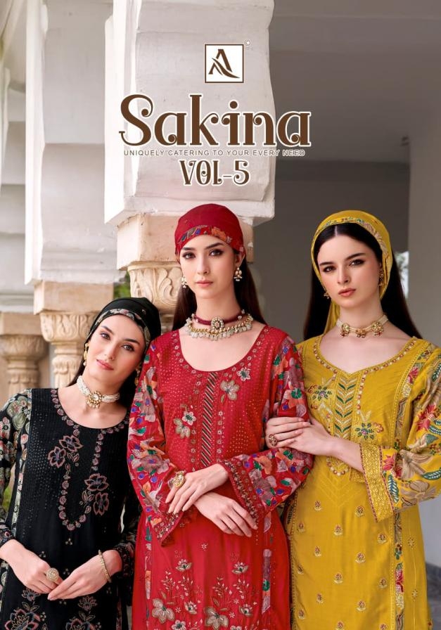 alok sakina vol 5 series 84001 to 84006 popular design viscose rayon pakistani suit in wholesale surat