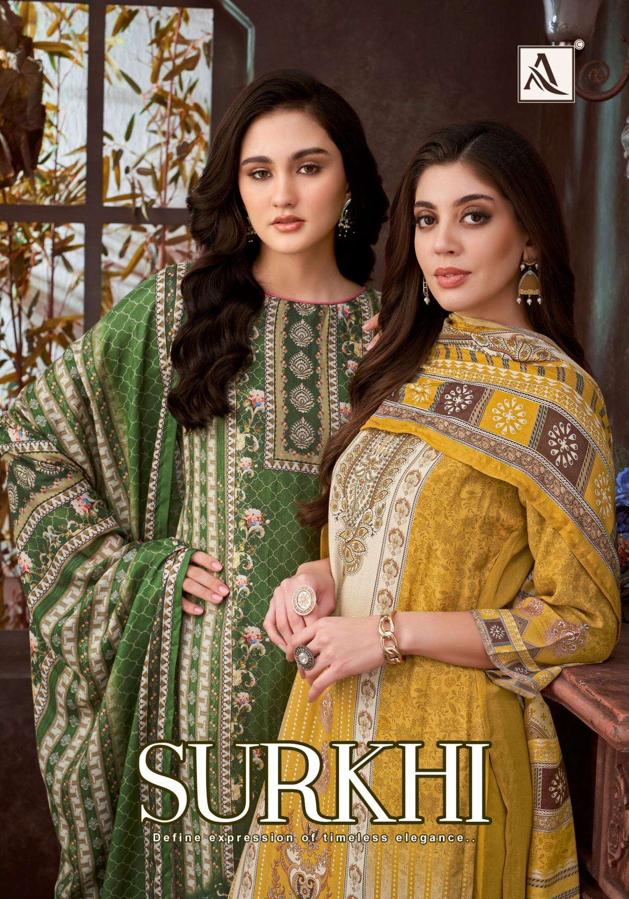 alok surkhi series 195177501 to 195177504 viscose shimmer rayon pakistani salwar kameez in wholesale surat