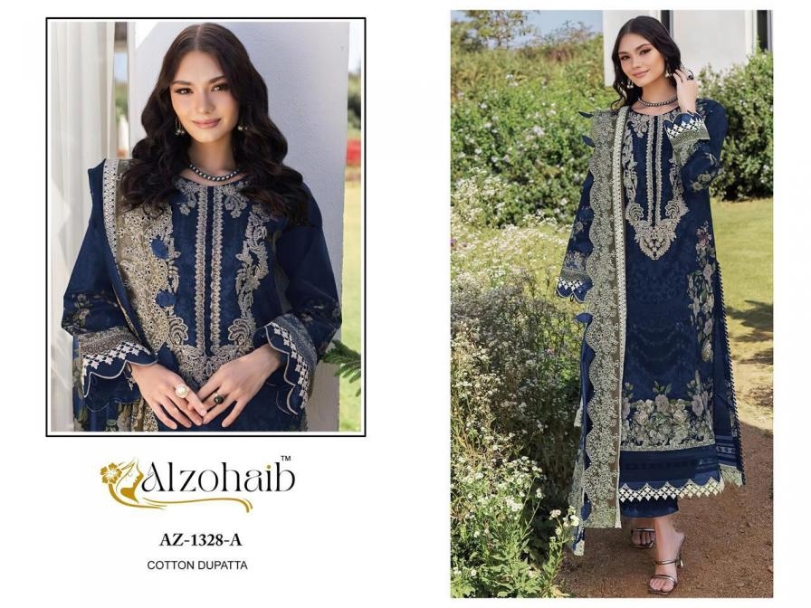 alzohaib 1328 A to B cotton pakistani advanced salwar kameez in wholesale surat