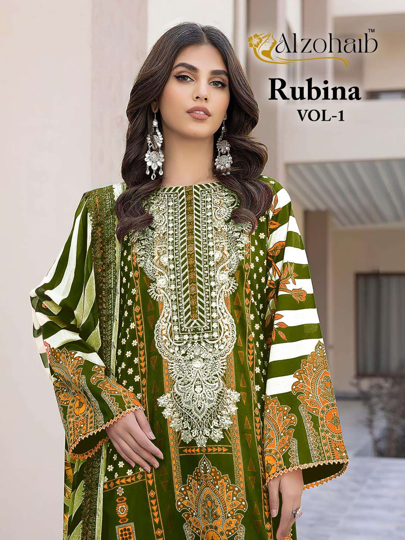 alzohaib rubina vol 1 series 1220 A to D stylish cotton pakistani suit in wholesale surat