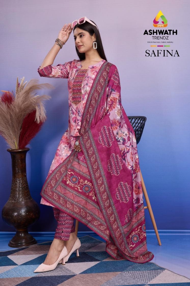 ashwath trendz safina saffron silk combo set readymade fancy suit in wholesale surat