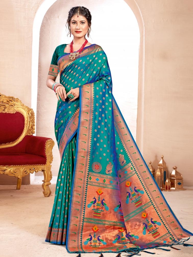 astita KAVITA series 1001 to 1006 fancy designer Paithani SILK fabric saree wholesale with Fancy latkan