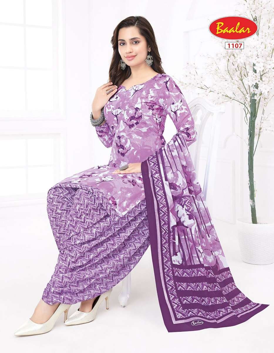 Baalar Cristal Patiyala Vol-11 series 1107 to 1121 Heavy Cotton Printed  salwar kameez in wholesale surat