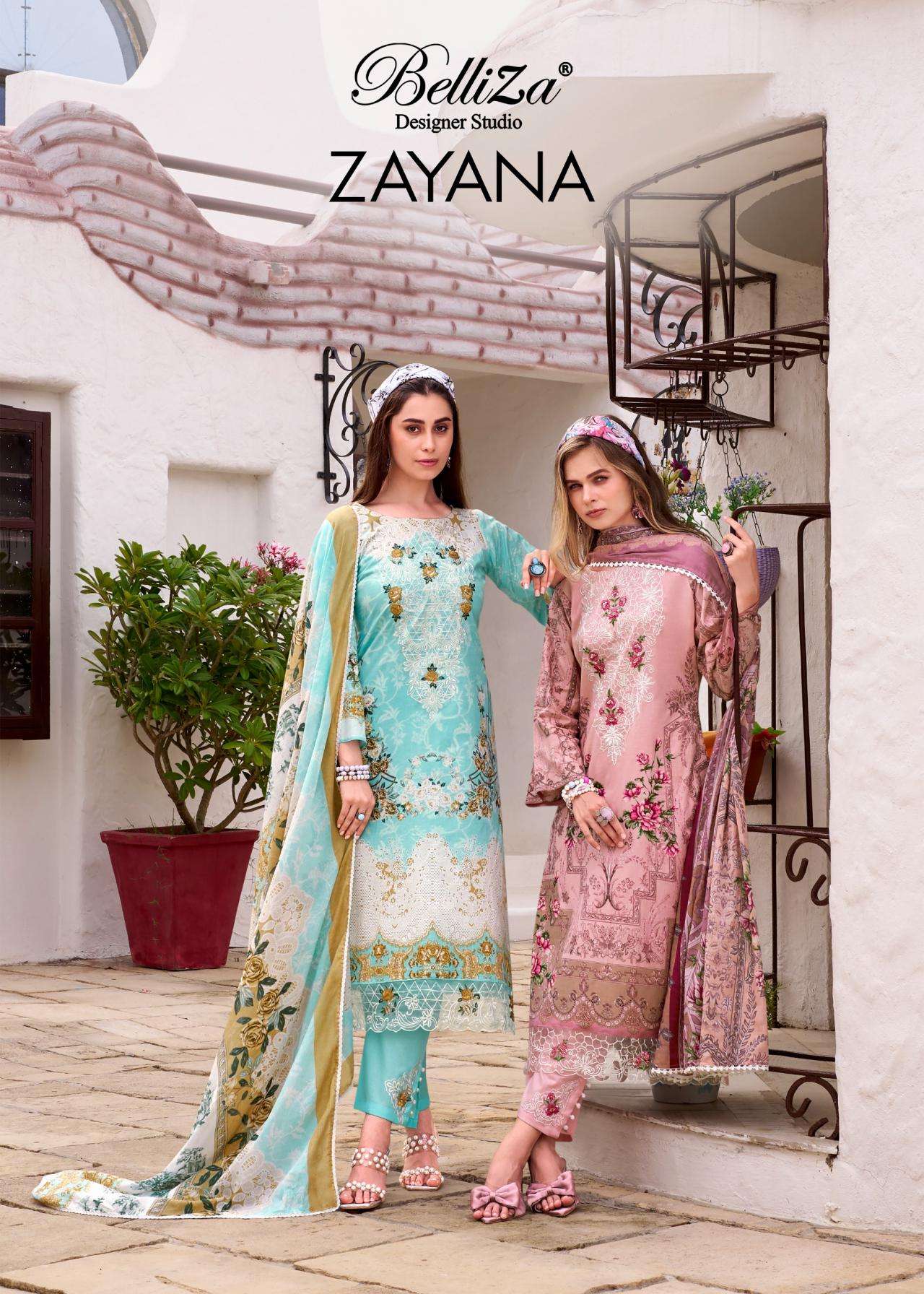 belliza designer zayana series 876001 to 876008 cotton readymade big size pakistani suit in wholesale surat