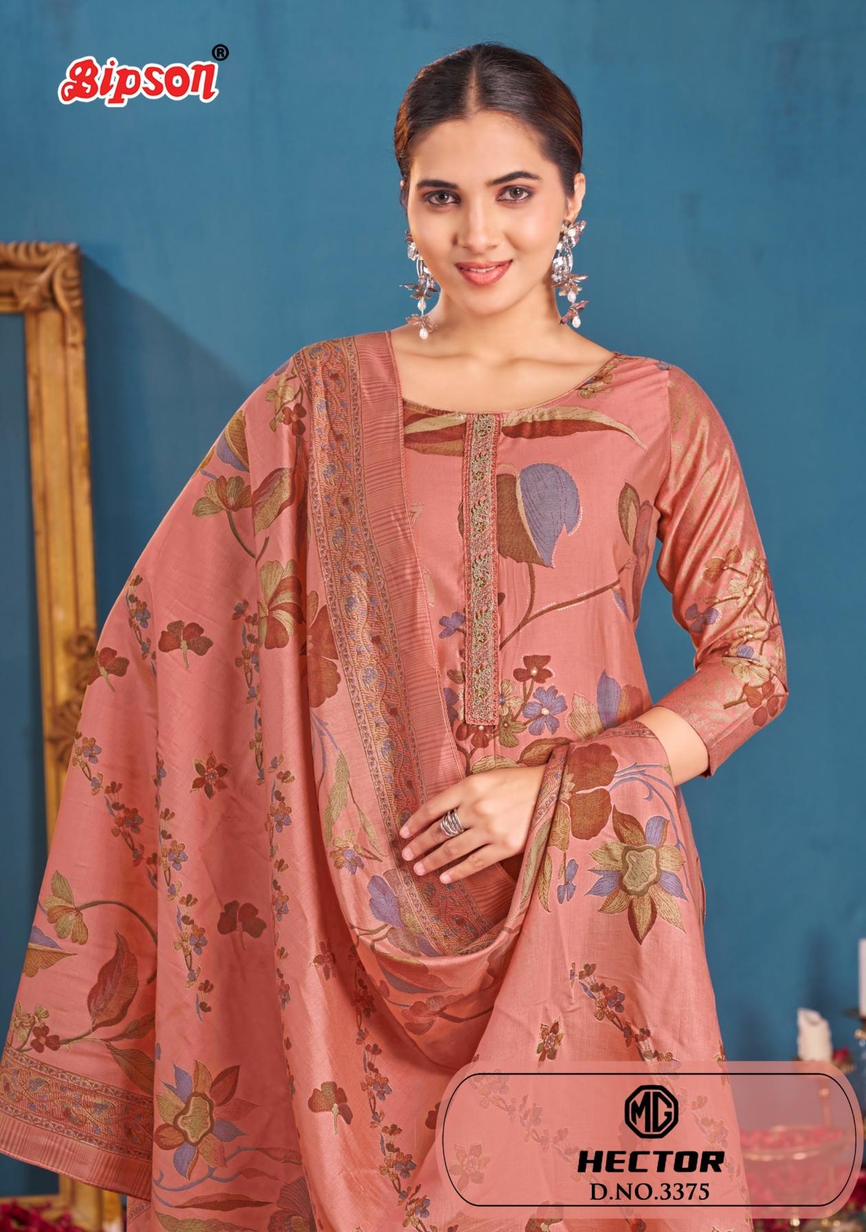 bipson prints mg hector 3375 A to D roman silk salwar kameez in wholesale surat