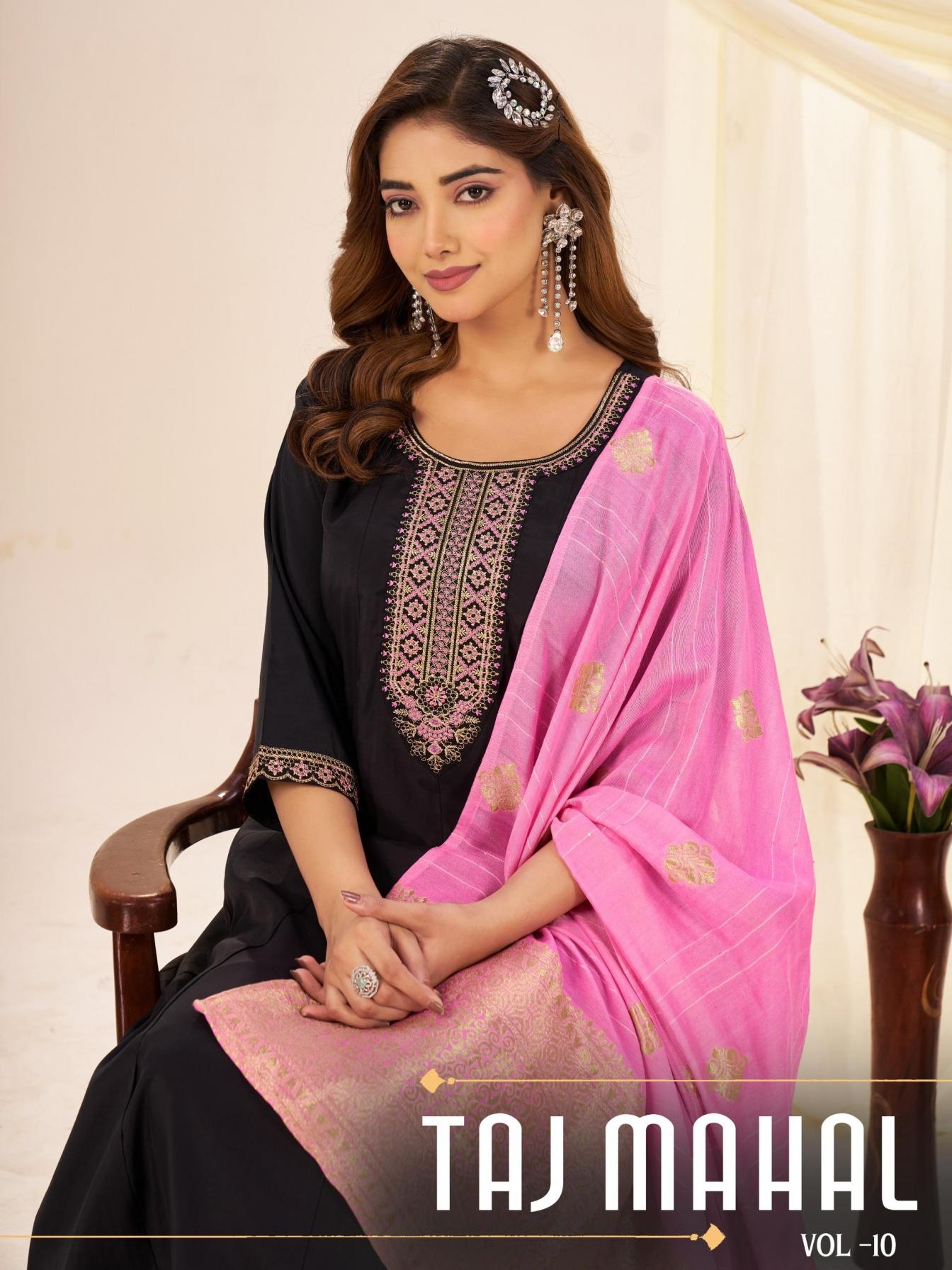 blue hills taj mahal vol 10 series 10101 to 10106 roman silk readymade plus size suit in wholesale surat