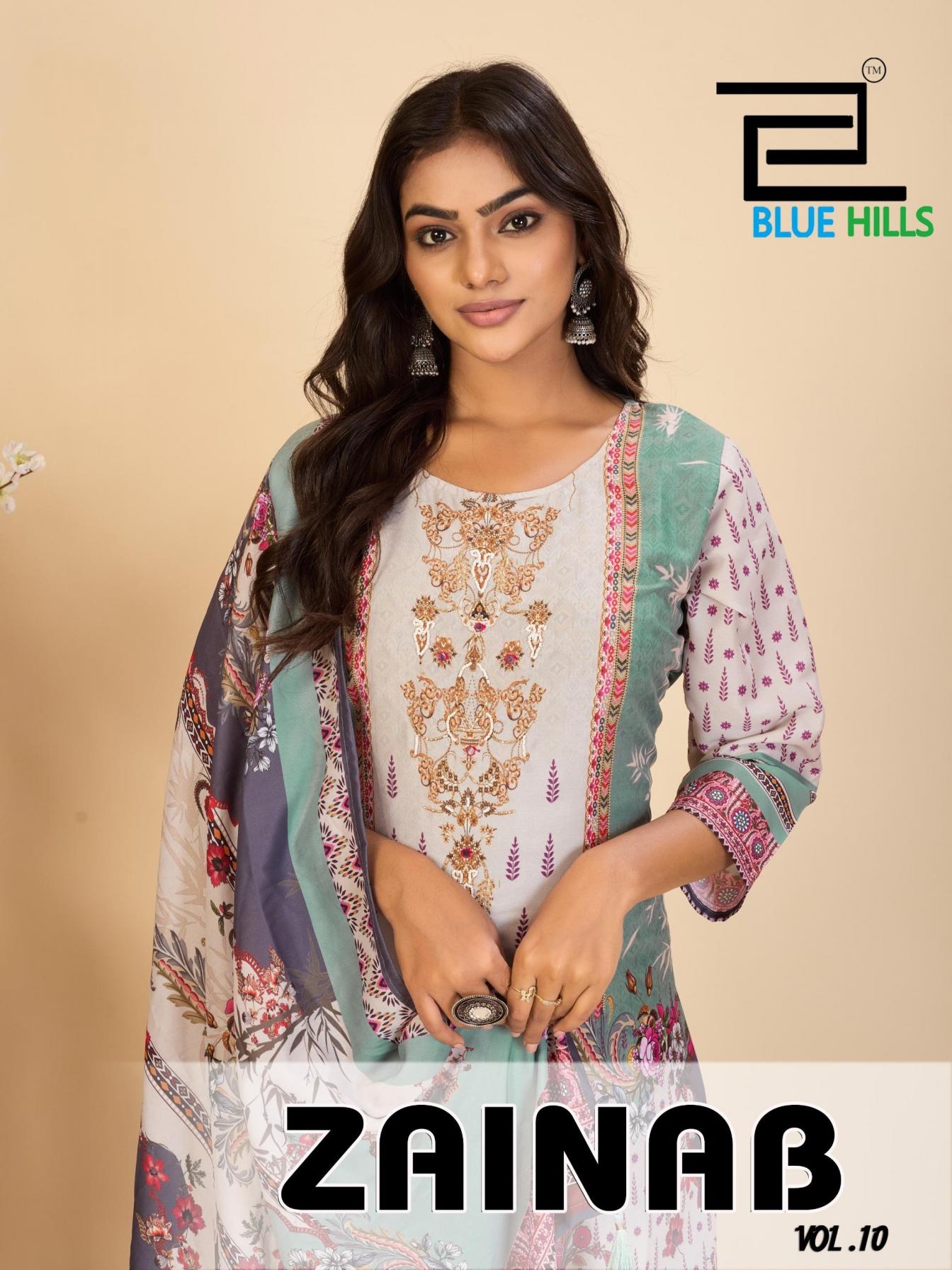 blue hills zainab vol 10 series 0001 to 0004 readymade muslin plus size pakistani suits in wholesale surat