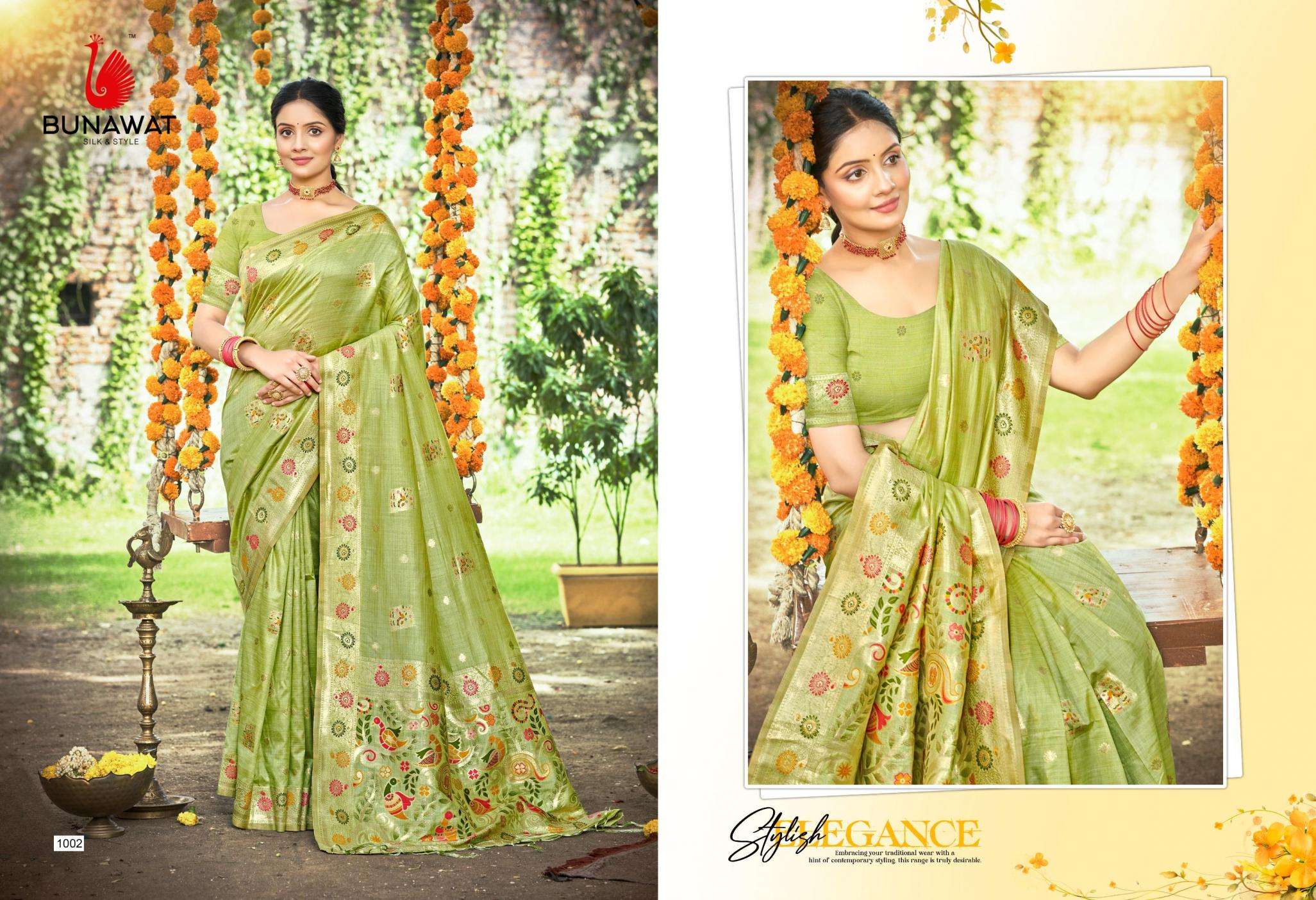 BUNAWAT Kanan series 1001 to 1006 Silk Havy Assam Silk With Meena saree in wholesale surat