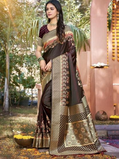 bunawat kangana satan series 1001 to 1006 silk zari weaving silk saree in wholesale surat