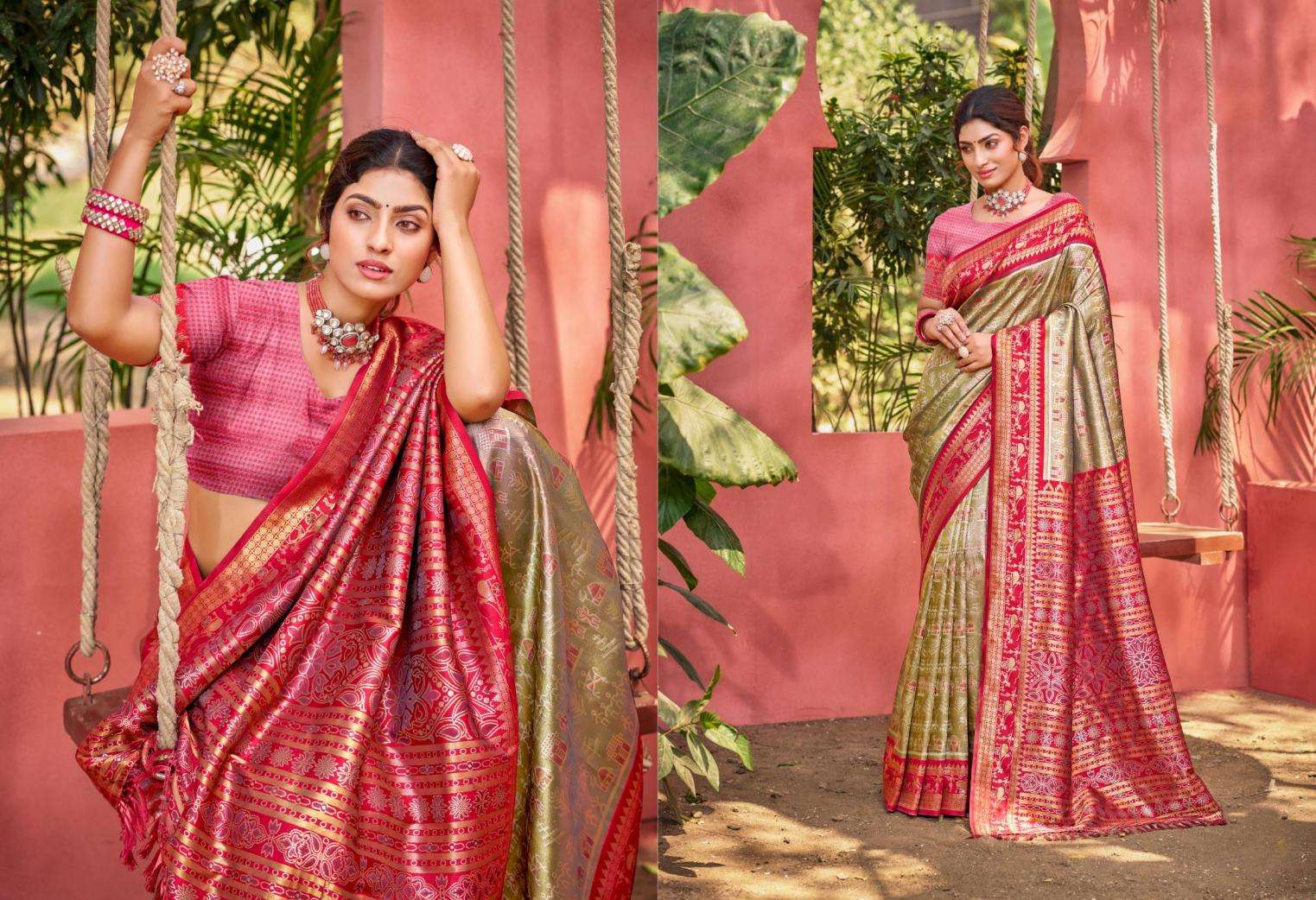 BUNAWAT Piya Basanti series 1001 to 1006 Silk Sangam Prints Light kanjivaram silk Woven Work Traditional Saree in wholesale surat