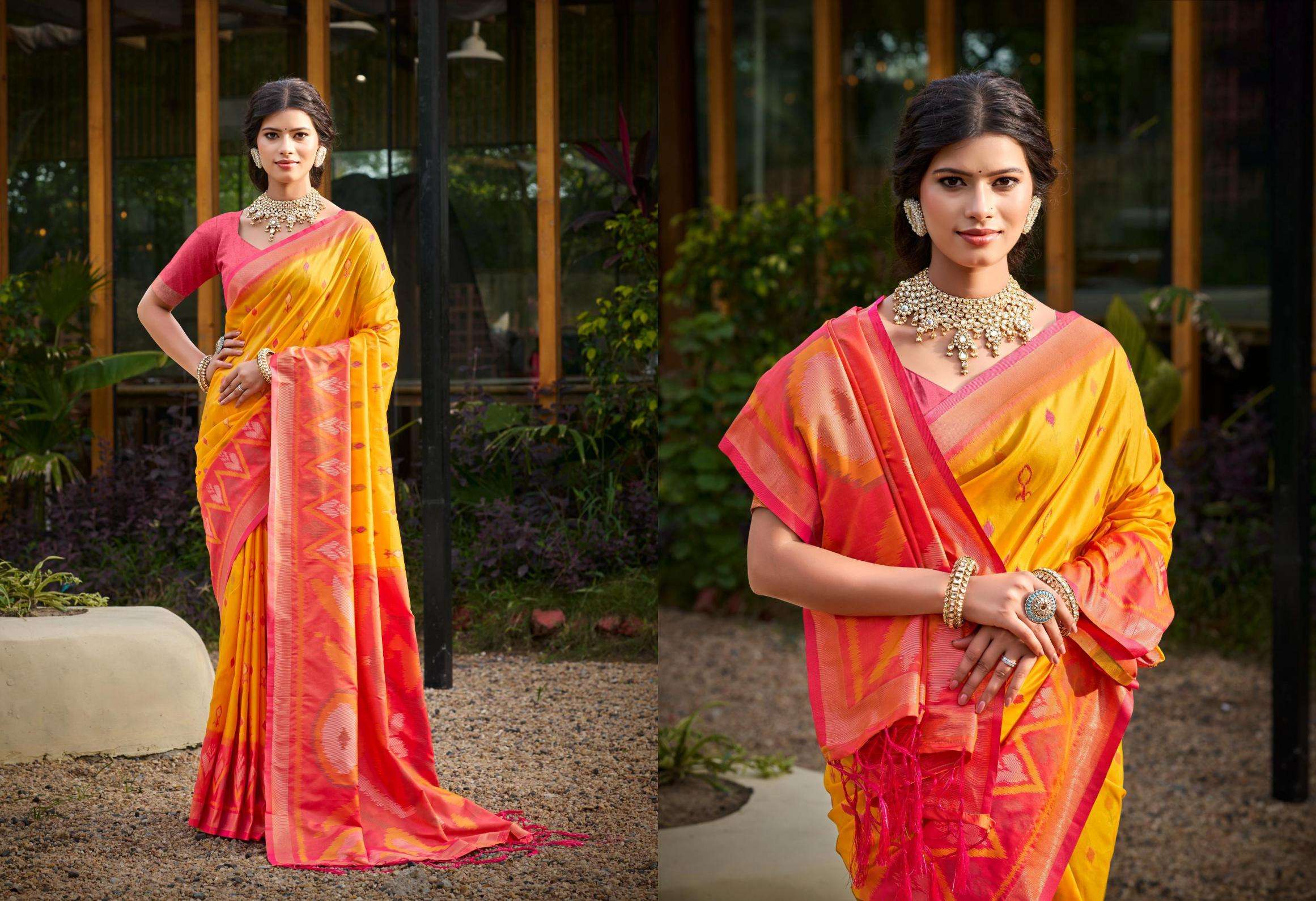 Bunawat Pochampalli -11 series 1001 to 1008 Sangam Prints Silk Woven Work Traditional Saree in wholesale surat