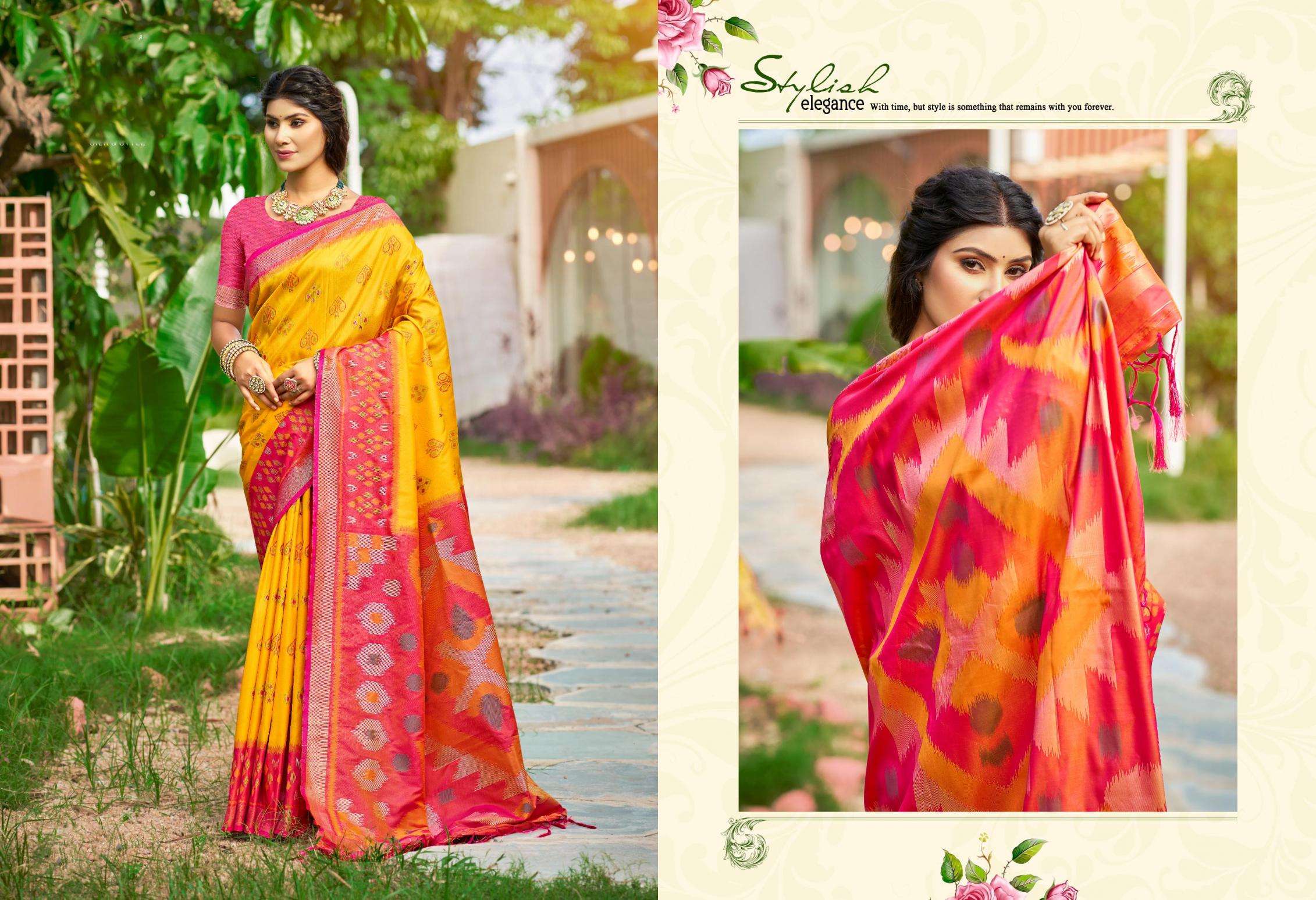 Bunawat Pochampalli 12 series 1001 to 1008 Sangam Prints Silk Woven Work Traditional Saree in wholesale surat