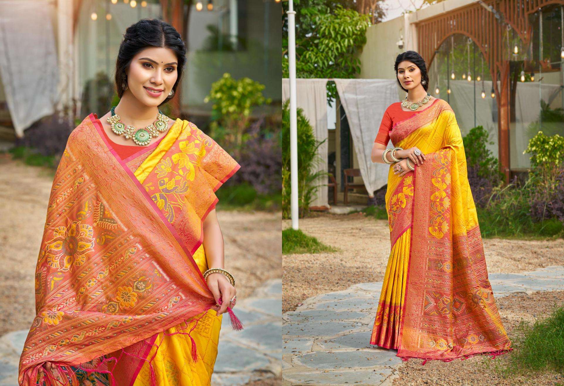 Bunawat Pochampalli-13 series 1001 to 1008 Sangam Prints Silk Woven Work Traditional Saree in wholesale surat