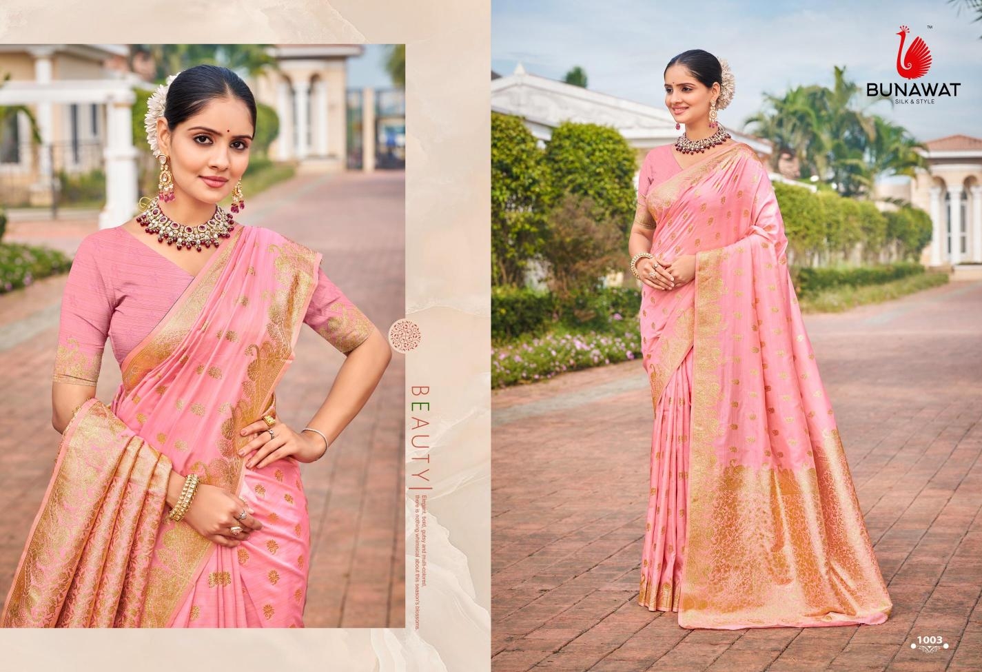 Bunawat Shrujana Silk series 1001 to 1006 Traditional Wear New Designer Silk Sarees in wholesale surat