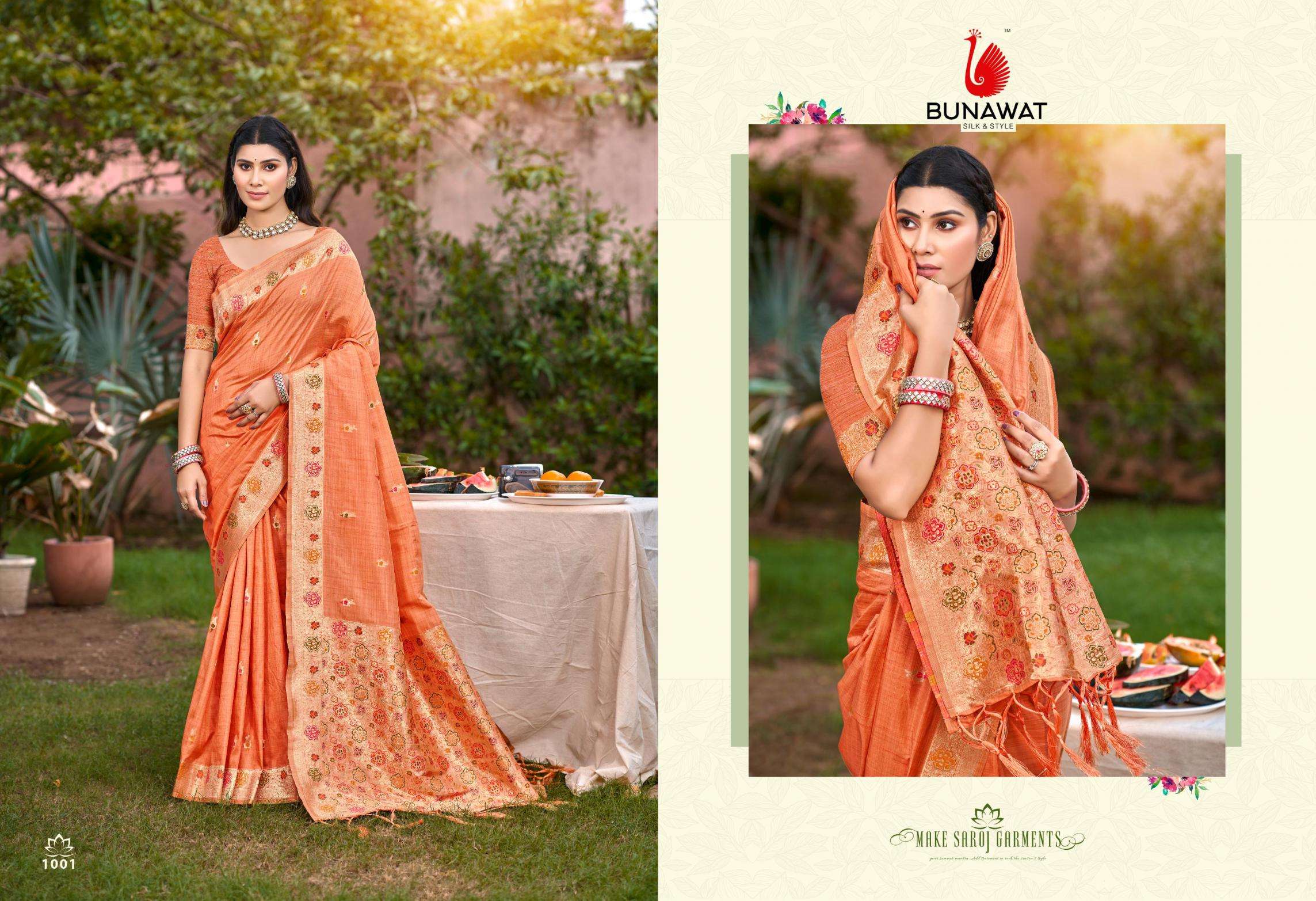 BUNAWAT Sobha series 1001 to 1006 Havy Assam Silk saree With Meena in wholesale surat