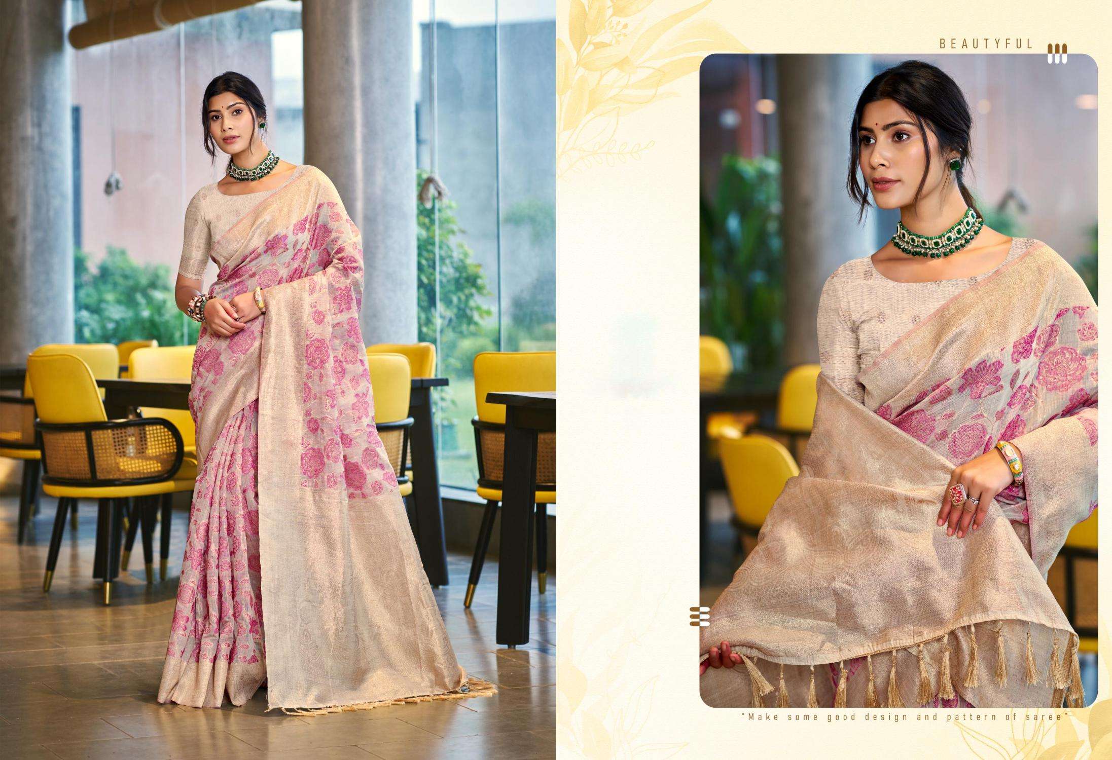 Bunawat Triveni Cotton-03 series 1001 to 1006 Sangam Prints Cotton Silk Woven Work Traditional Saree in wholesale surat