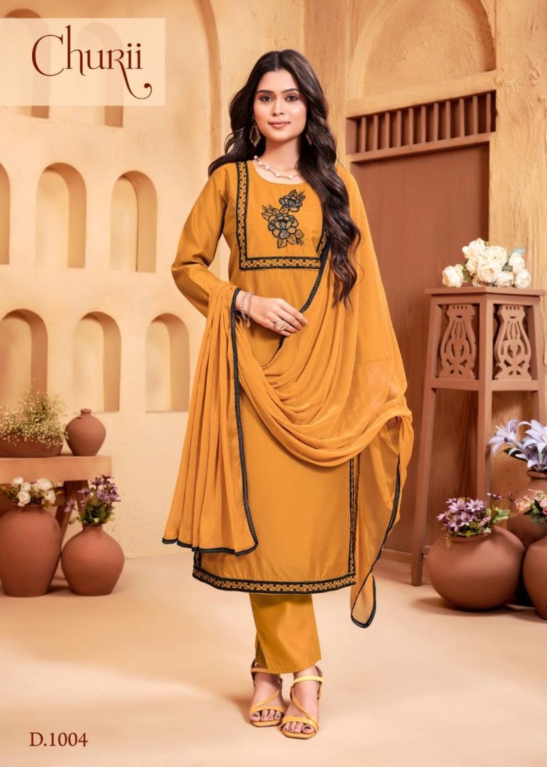 churii aster series 1001 to 1005 elegance silk readymade combo suit in wholesale surat