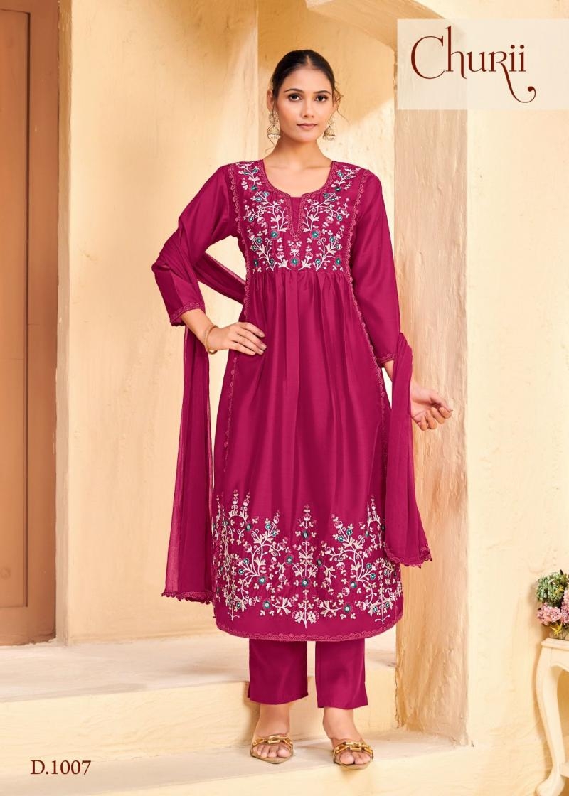 churii camelia series 1001 to 1008 popular design silk readymade combo suit in wholesale surat
