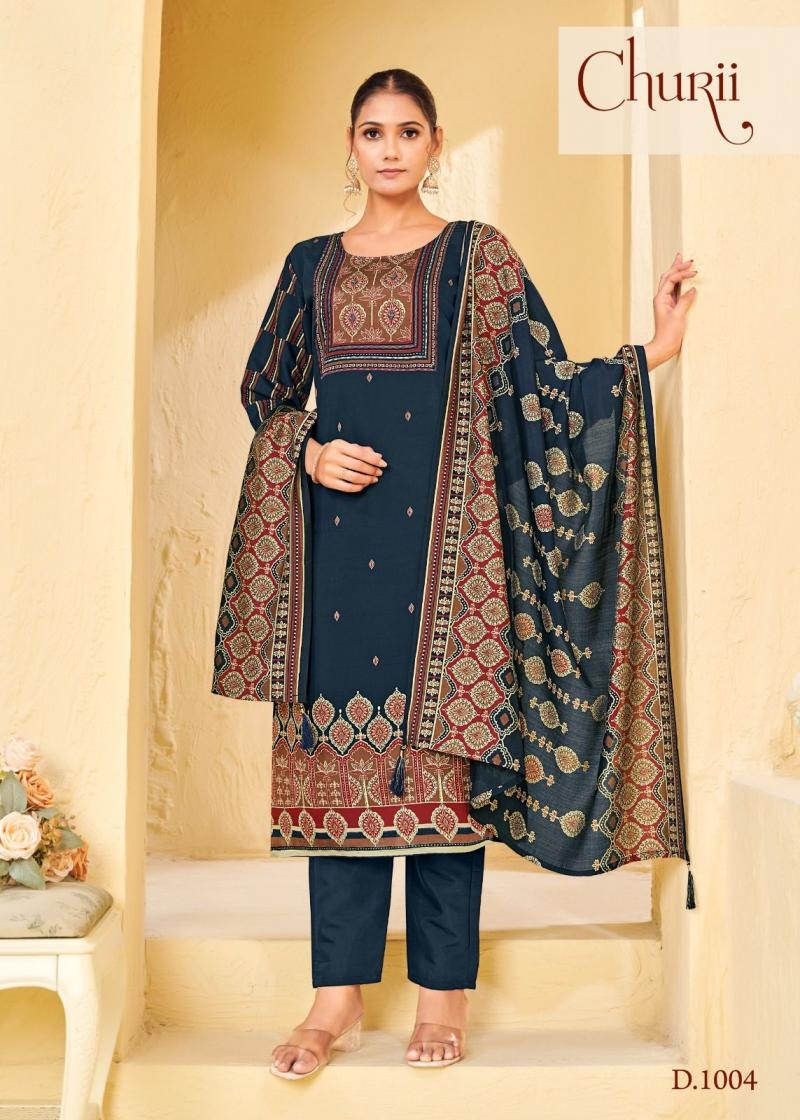 churii coral bells series 1001 to 1004 readymade viscose silk combo suit in wholesale surat